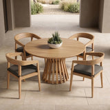 Sintra - Outdoor Grey + Eucalyptus Round Dining Table Set