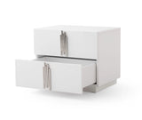 Token - Modern White + Stainless Steel Bed + Nightstands