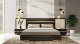 Velondra - Modern Eucalypto + Marble Bed with Two Nightstands