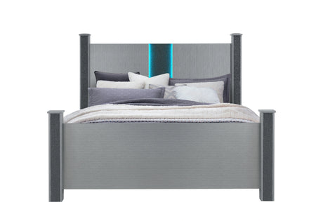 Logan Silver Bed with LED and Speakers