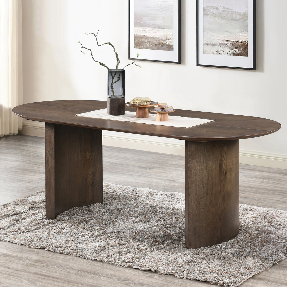 Kody 79" Oval Dining Table Top-Dk Walnut