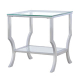 Saide Square End Table with Mirrored Shelf Chrome