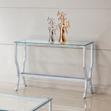 Saide Rectangular Sofa Table with Mirrored Shelf Chrome