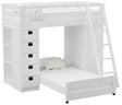 Elements International Cali Kids Twin Over Twin Super Loft Bed and Ladder with Desk and Storage in White image