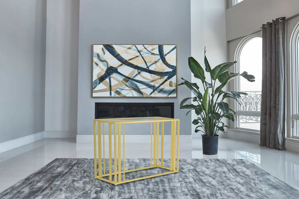 Adri Rectangular Glass Top Sofa Table Clear and Black Nickel