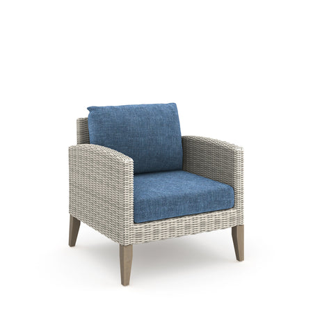 Carezza 5 Pc Set - Sofa, 2 Club Chairs, 2 Stools-Dark Blue