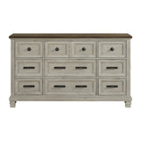 Farmington 9-Drawer Dresser in Medium Brown and Washed Stone