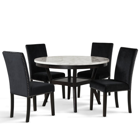 Celeste 48" Round Dining Table-Espresso/Faux Marble