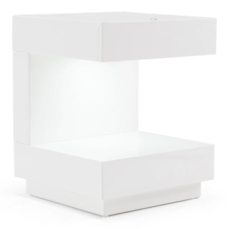 Esso Modern White Glossy Tall Nightstand - galleria furniture outlet
