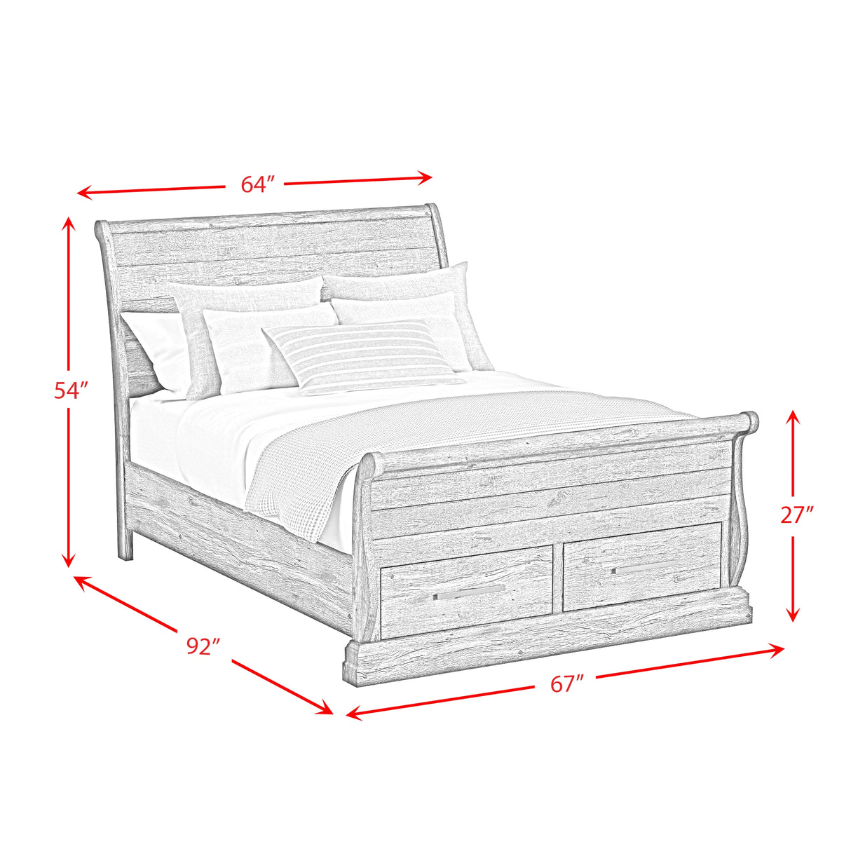 Park Ridge Sleigh Storage Bedroom Set in Charcoal