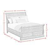 Park Ridge Sleigh Storage Bedroom Set in Charcoal
