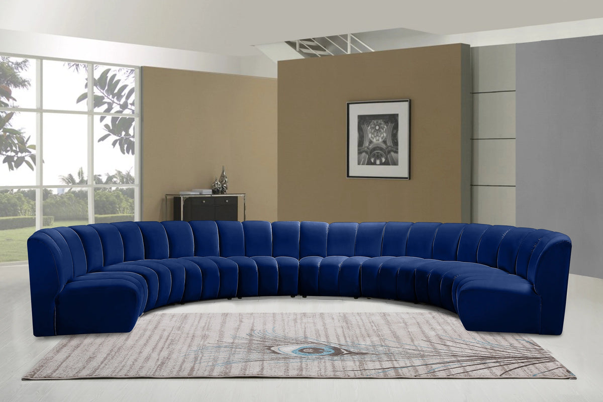 Infinity Navy Velvet 8pc. Modular Sectional