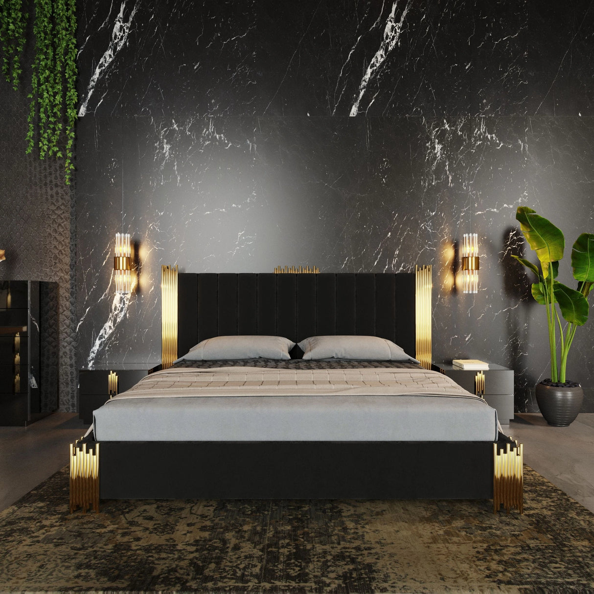 Token Modern Black & Gold Bed