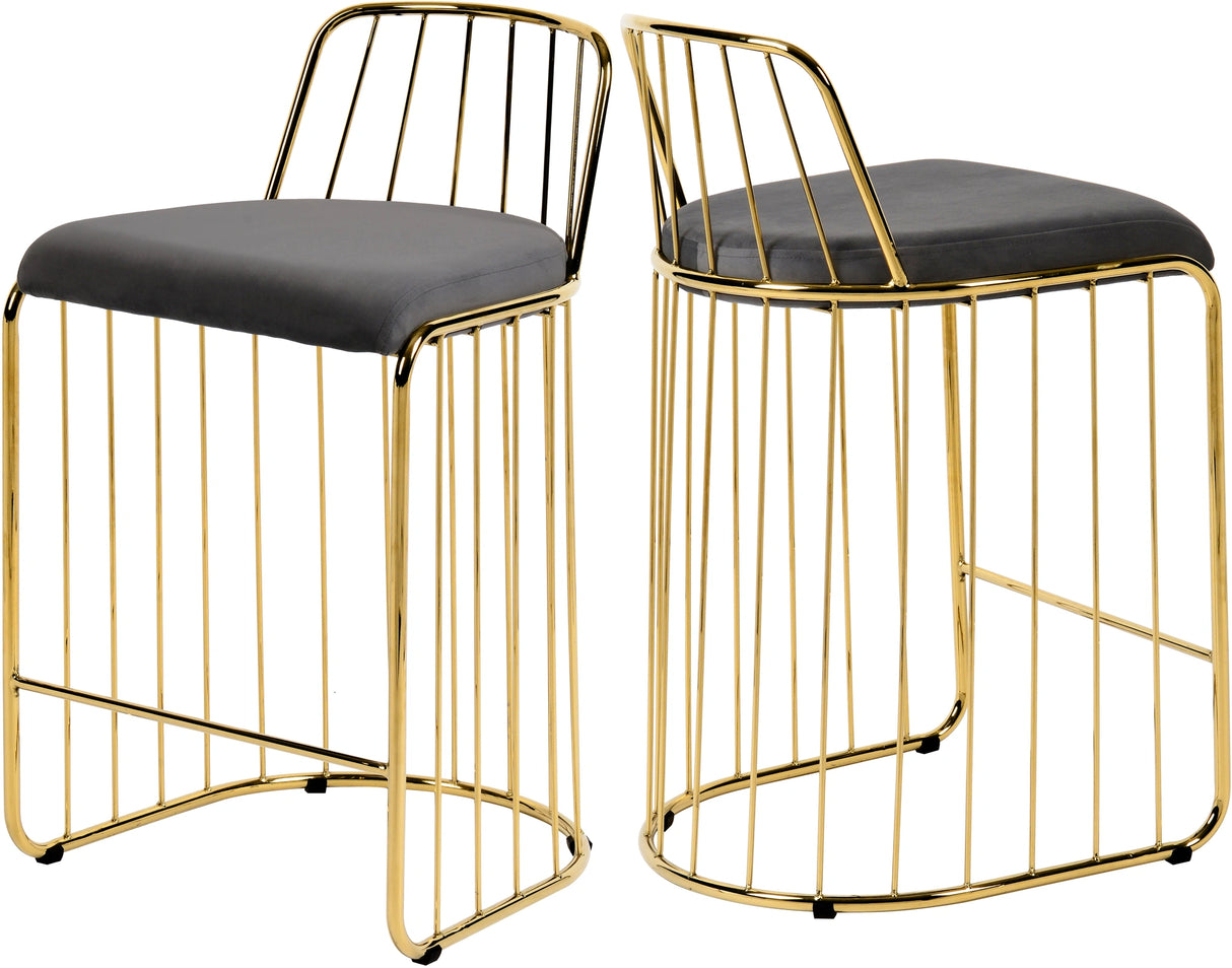 Gio Grey Velvet Stool
