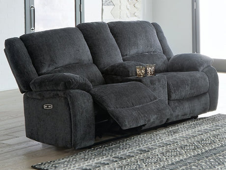 Draycoll Power Reclining Loveseat with Console - galleria furniture outlet