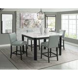 Francesca White Marble Square 5PC Counter Height Dining Set-Table & Four Grey PU Chairs