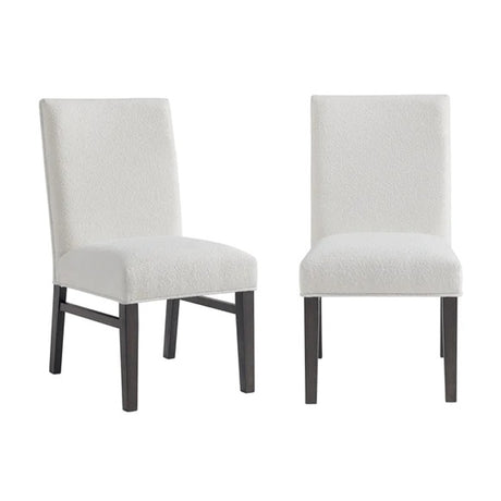 Elements International Breckenridge Dining Side Chair With Boucle Snow (Set of 2) in Black image