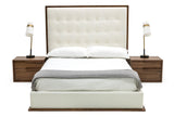 Amberlie - White Vegan Leather & Walnut Bed