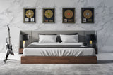 Janice - Modern Grey Fabric and Walnut Bed and Nightstands