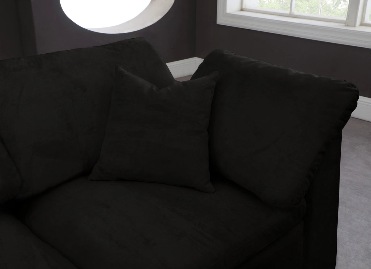 Cozy Black Velvet Cloud Modular Sectional