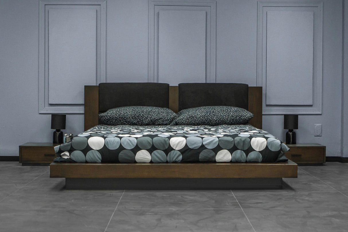 Fantasia - Contemporary Dark Walnut and Dark Grey Bed