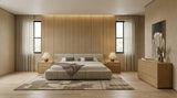 Lamont + Dustin - Modern Beige Fabric + Natural Oak 4-Piece Bedroom Set