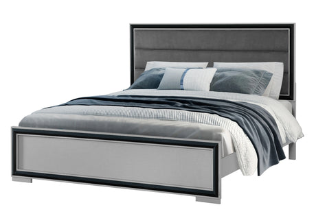 Amelia Grey Black Bed with LED