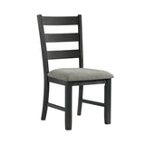 Martin Side Chair with Grey Fabric - Black Finish (2 Per Carton)