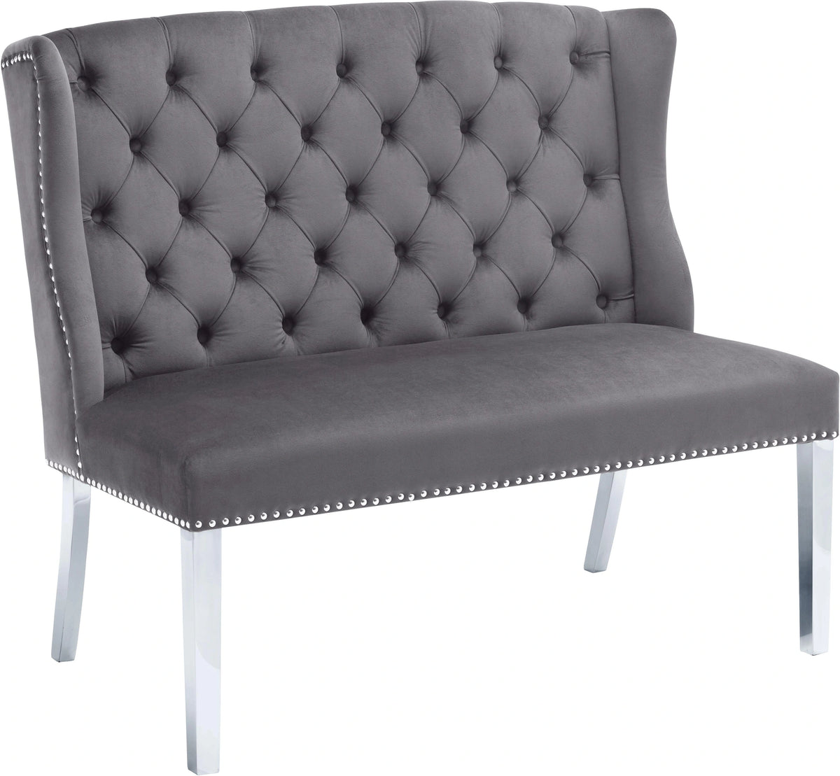 Suri Grey Velvet Settee Bench