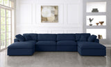 Serene Navy Linen Fabric Deluxe Cloud Modular Sectional