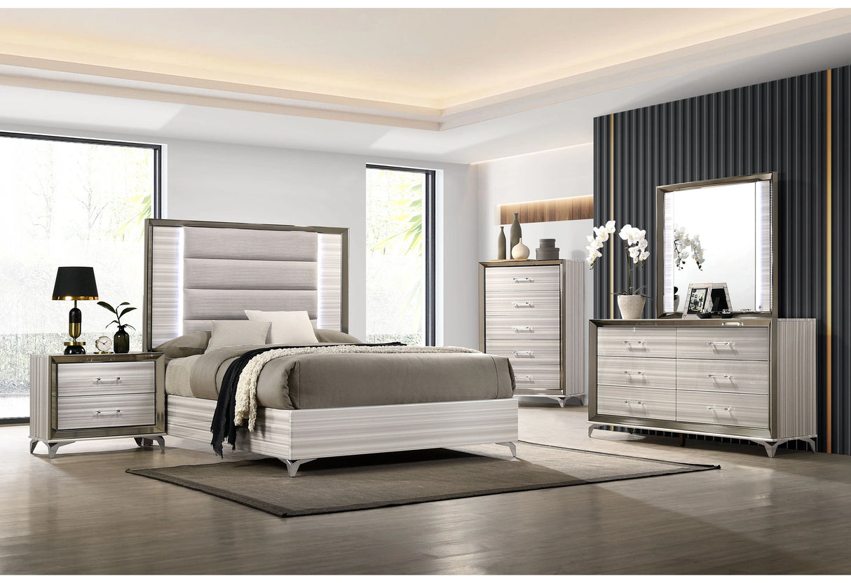 Zambrano White Bed with LED