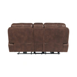 Atlantis Power Motion Loveseat with Power Motion Head Recliner & Console in Heritage Brown