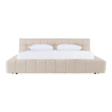 Tyree + Brooklyn - Modern Off-White Fabric + Walnut 4-Piece Bedroom Set