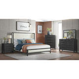Elements International Versailles King Upholstered Panel Bed in Black