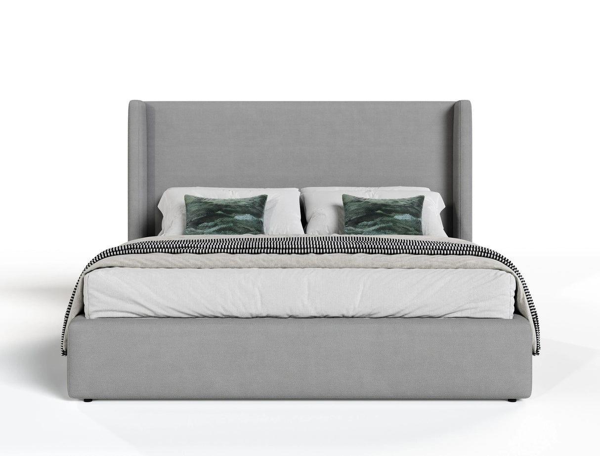 Byrne + Asus - Modern Grey Fabric + Elm Grey 4-Piece Bedroom Set