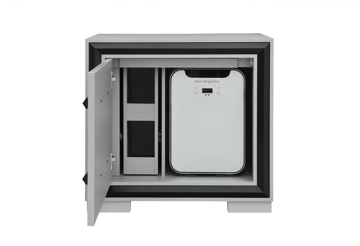 Amelia Grey/Black Nightstand with Cooler and Speaker
