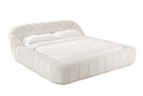Yolonda + Dustin - Modern Off-White Fabric + Natural Oak 4-Piece Bedroom Set