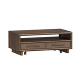 Brisbane 4-Drawer Coffee Table with Casters in Brown
