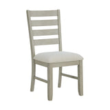 Farmington Ladder Back Dining Side Chair with Light Beige Fabric in Washed Stone (2 Per Carton)