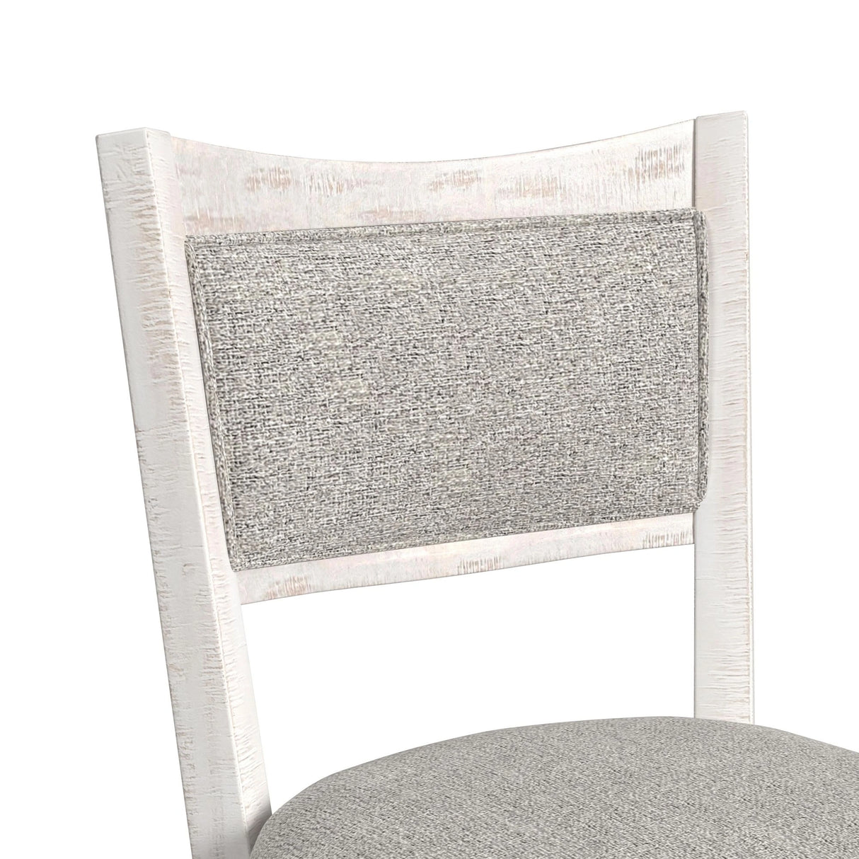 Rogen Rustic Swivel Bar Stool with Grey Fabric in Rustic White (2 Per Carton)