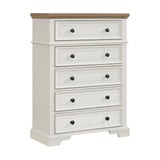 Eastwood Youth 5-Drawer Chest in Brown and Off-White