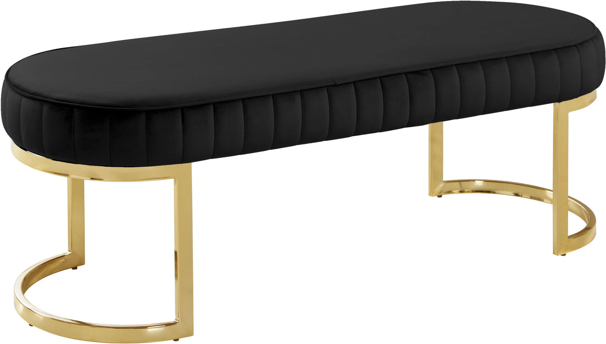 Lemar Black Velvet Bench