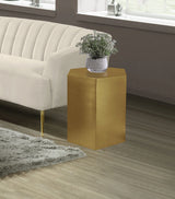 Hexagon Brushed Gold End Table