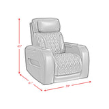 Prime Time P3 Recliner with LED and wireless charger pocket in Jett Black with Red Stitching