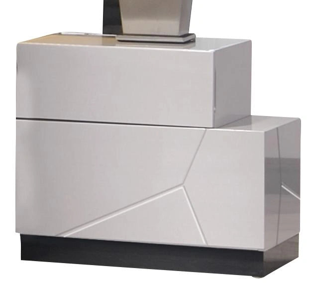 J&M Furniture Turin Nightstand Right in Light Grey & Black Lacquer