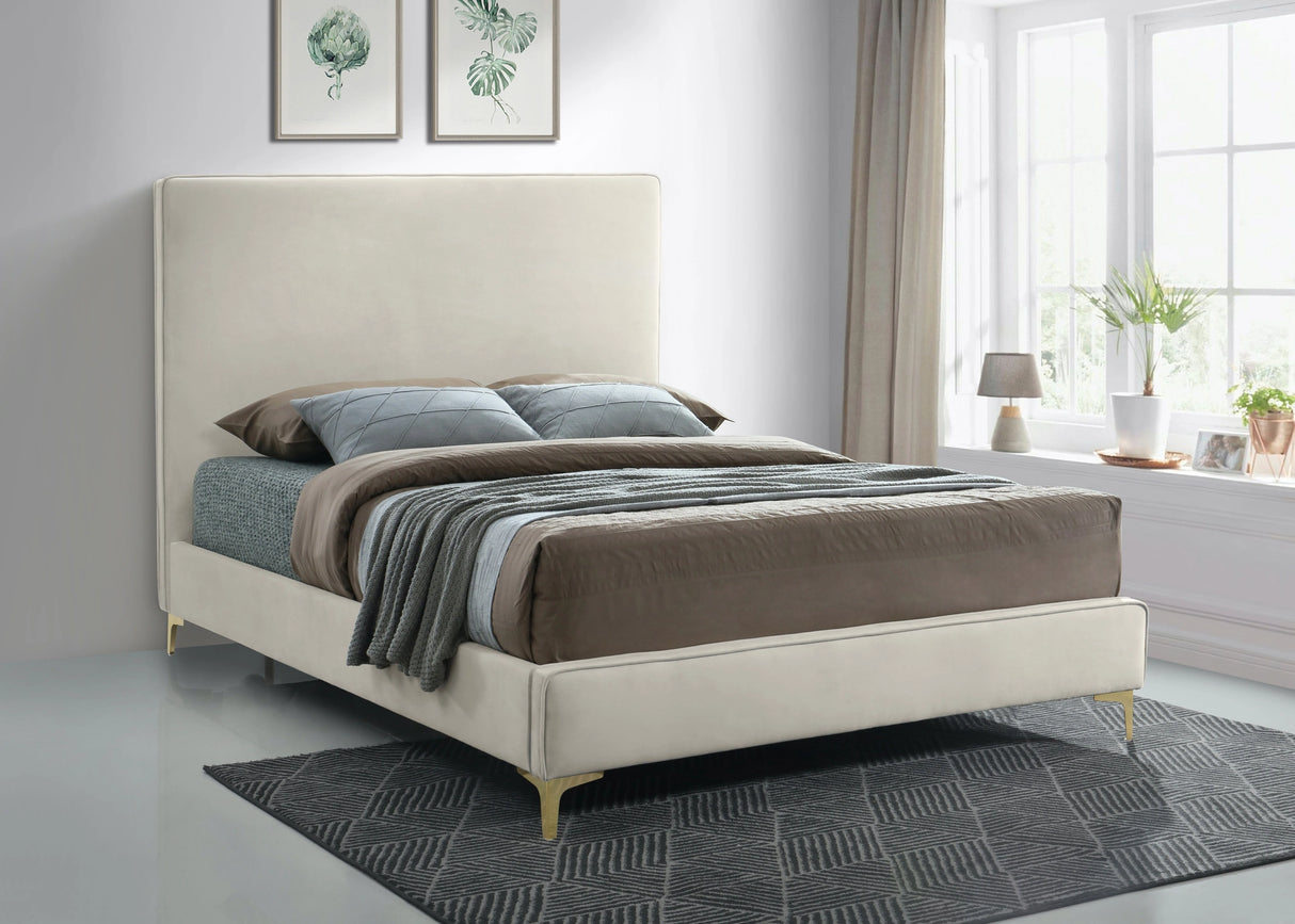 Geri Cream Velvet King Bed