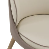 Pangea - Mid-Century Modern Cream & Taupe Vegan Leather + Grey Ash Dining Chair (Set of 2)