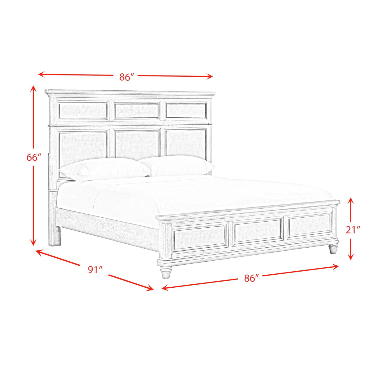 Whit-Ash Panel Bed in Light Grey