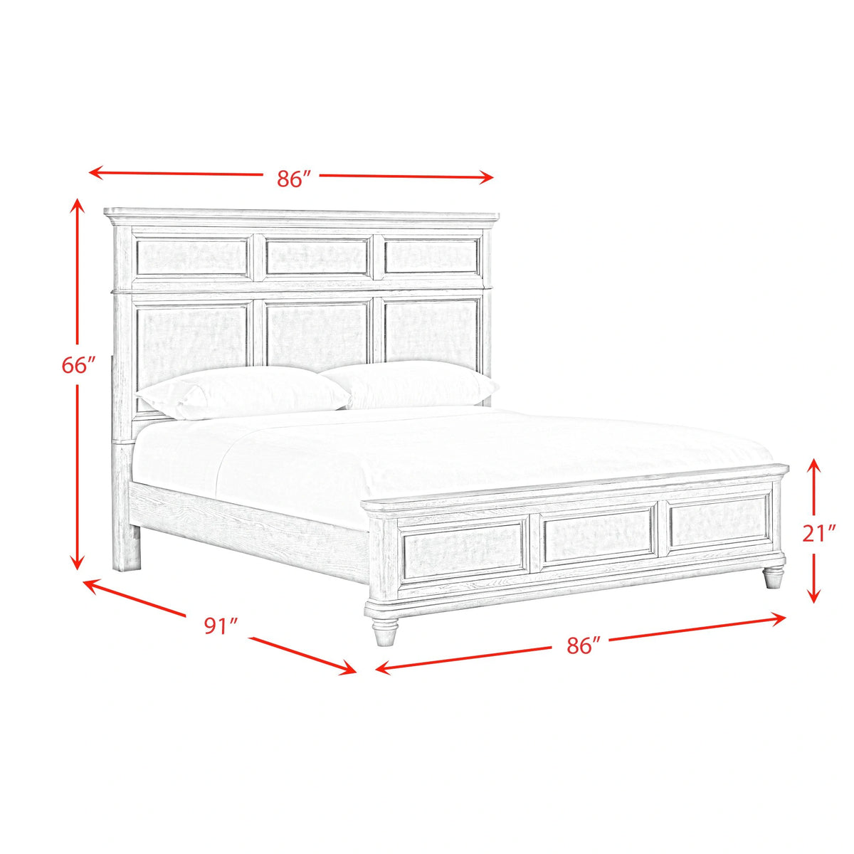 Whit-Ash Panel Bedroom Set in Light Grey