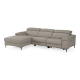 Meidas - Modern Light Grey Leather Sectional Sofa + 2 Recliners - Left Facing Chaise